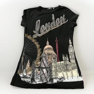 Black London Graphic Women's Top